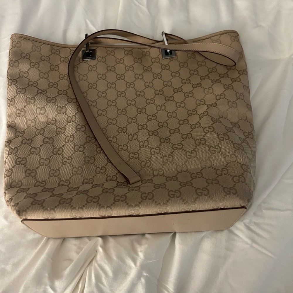 Gucci Beige Monogram Tote Bag